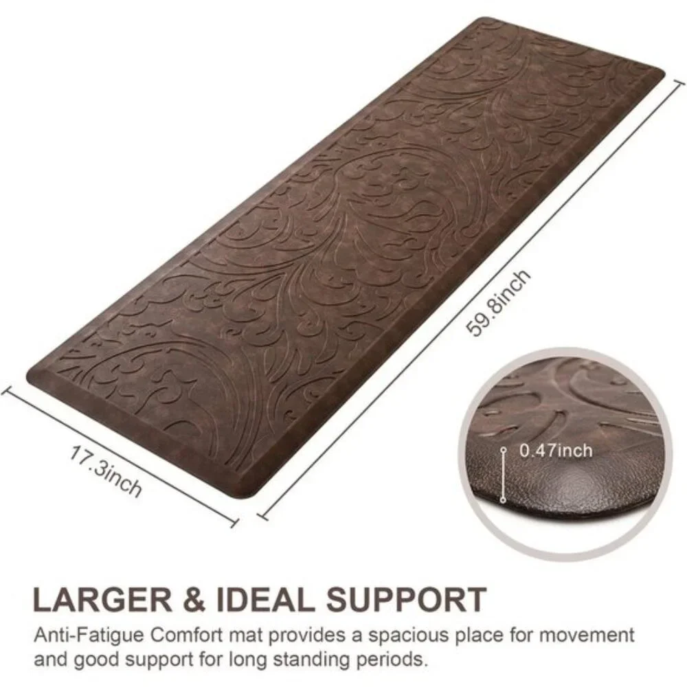 New 17.3 x 60In Cushioned Kitchen Mat, Anti-Fatigue Waterproof Non-Slip Rug